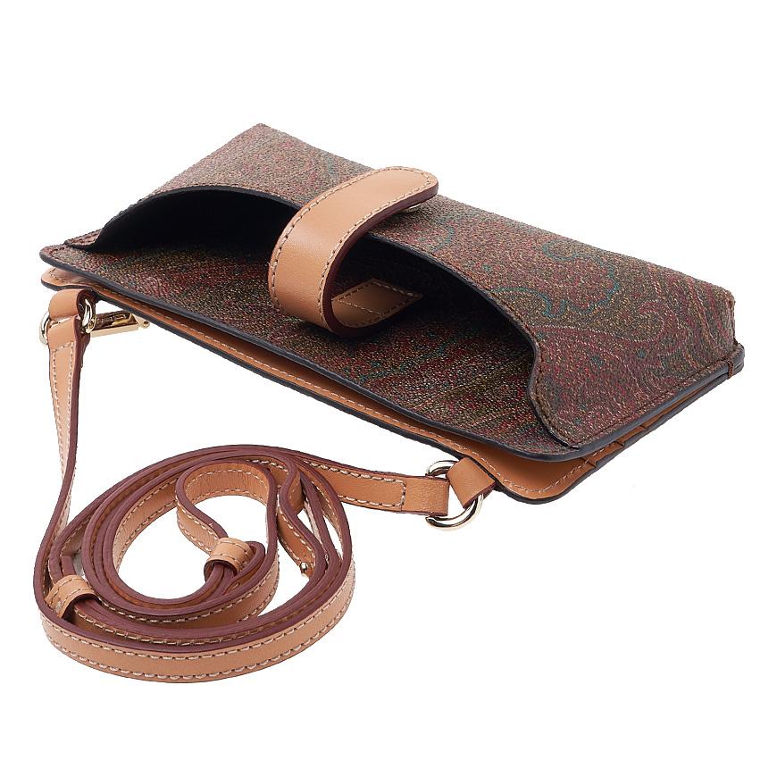 Etro Paisley Leather Phone Holder Crossbody Bag
