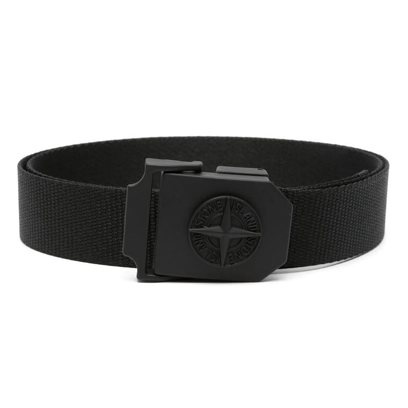STONE ISLAND Compass Logo Belt Black Nylon Webbing Belt