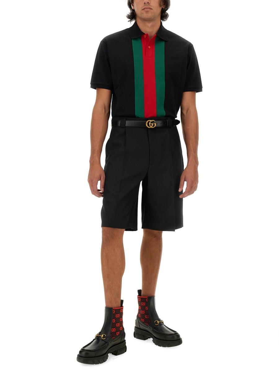 GUCCI Black Cotton Logo Drawstring Shorts