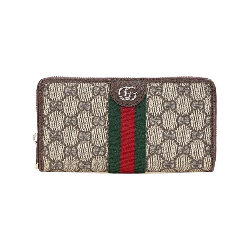 GUCCI Ophidia Beige GG Supreme Zip Around Continental Wallet