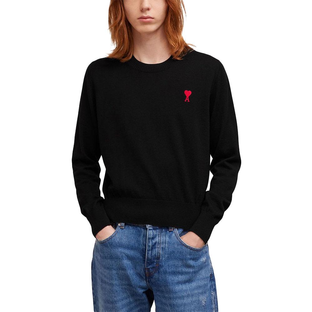 AMI Chainstitch Heart Logo Merino Wool Crewneck Sweater Unisex