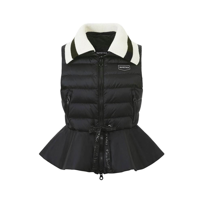 Duvetica SAMONA Logo Patch Mixed Puffer Vest Black