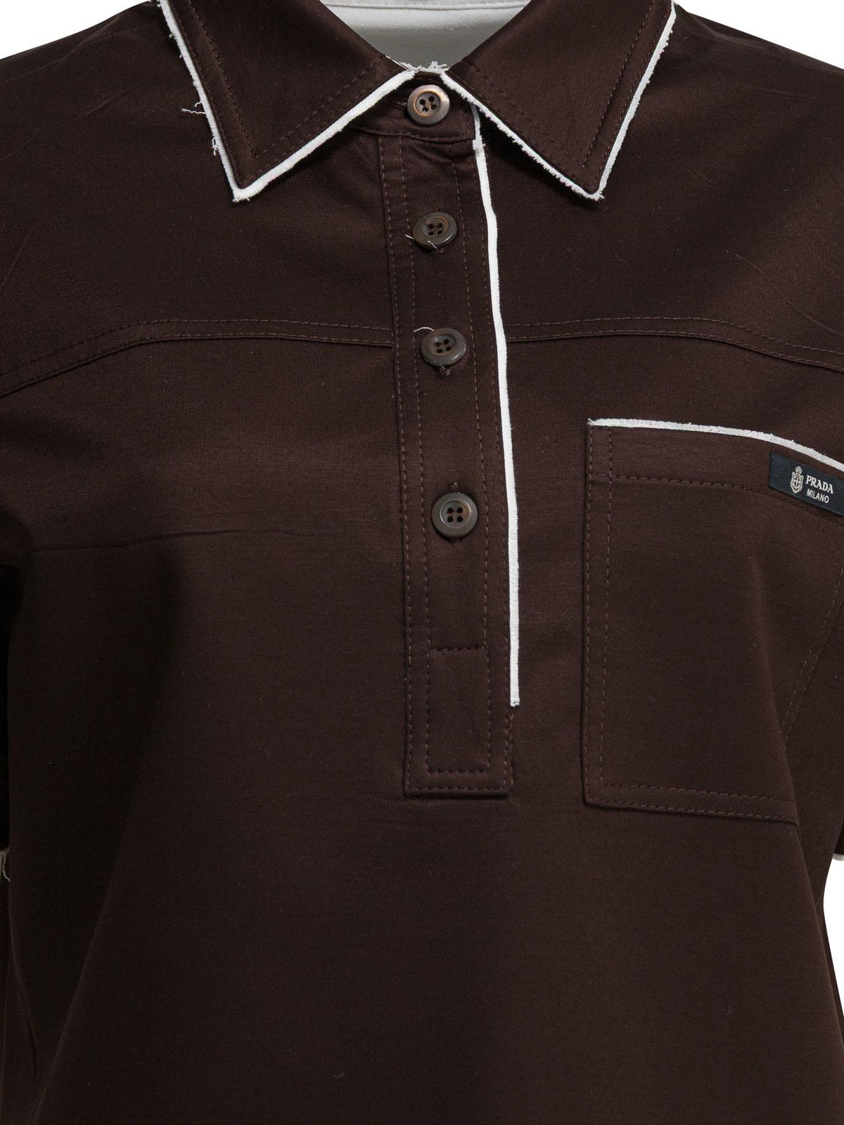PRADA Short Sleeve Cotton Polo Shirt for Women Black