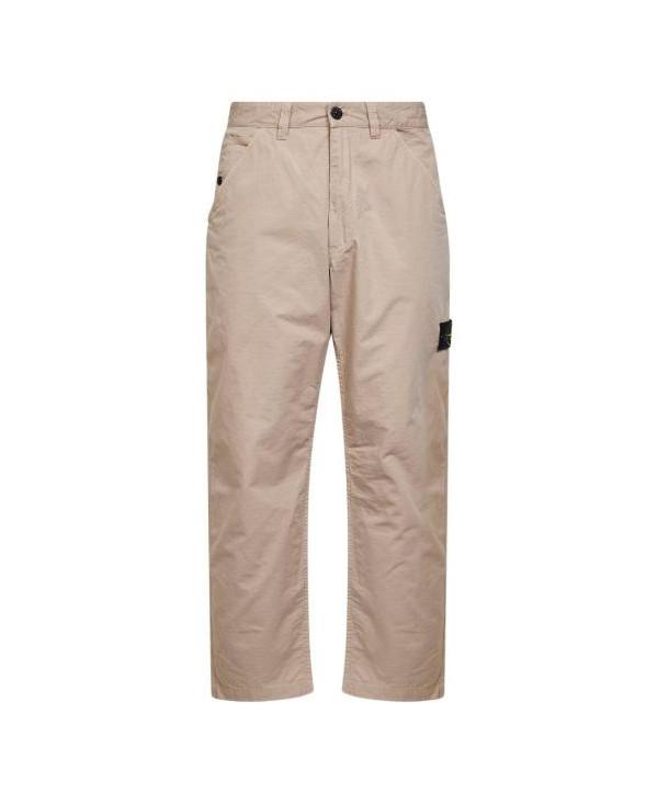 STONE ISLAND Mercerised Cotton Ripstop Chino Pants Black Men