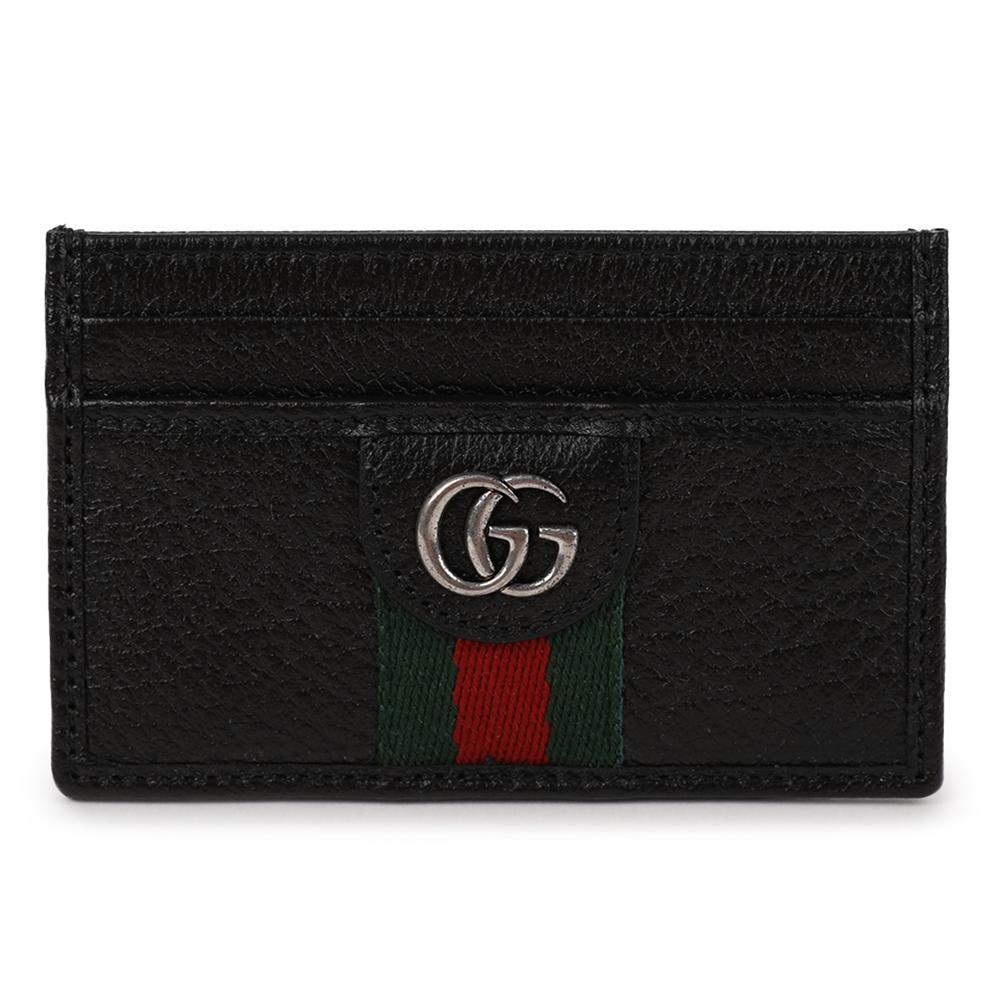 GUCCI GG Monogram Leather Card Case Wallet Black
