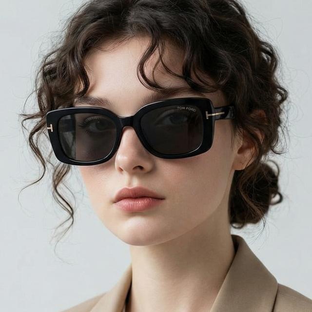 TOM FORD Black Acetate Square Unisex Sunglasses TF1170K 01A