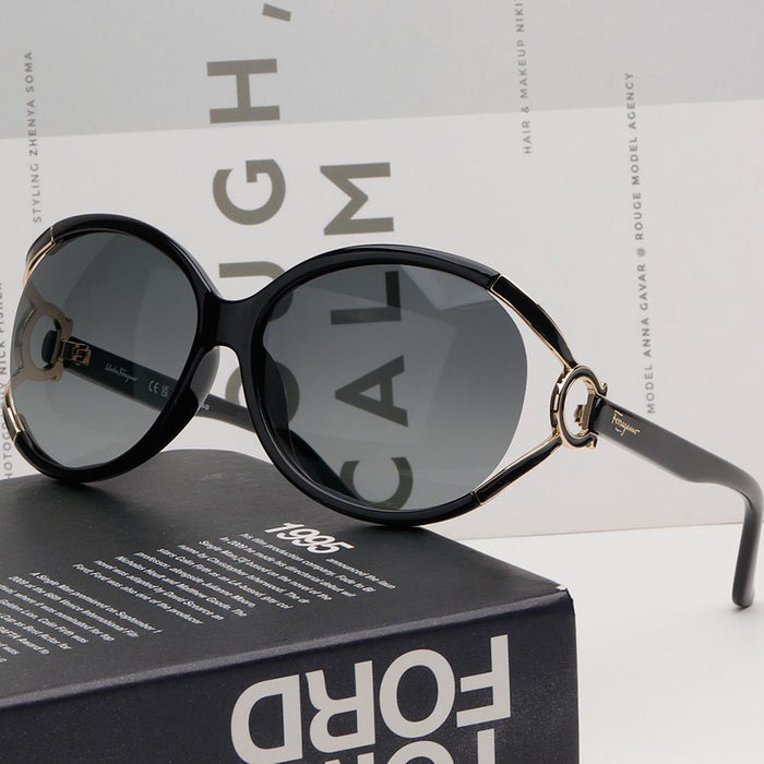Ferragamo Black Acetate Butterfly Frame Sunglasses Unisex