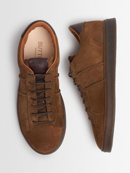 buttero Leather Low-Top Sneakers for Men B11740 GORH UG BROWN DOM