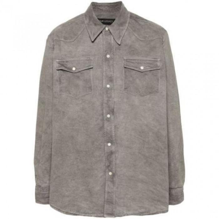 OUR LEGACY Attic Carbon Washed Denim Frontier Long-Sleeve Shirt