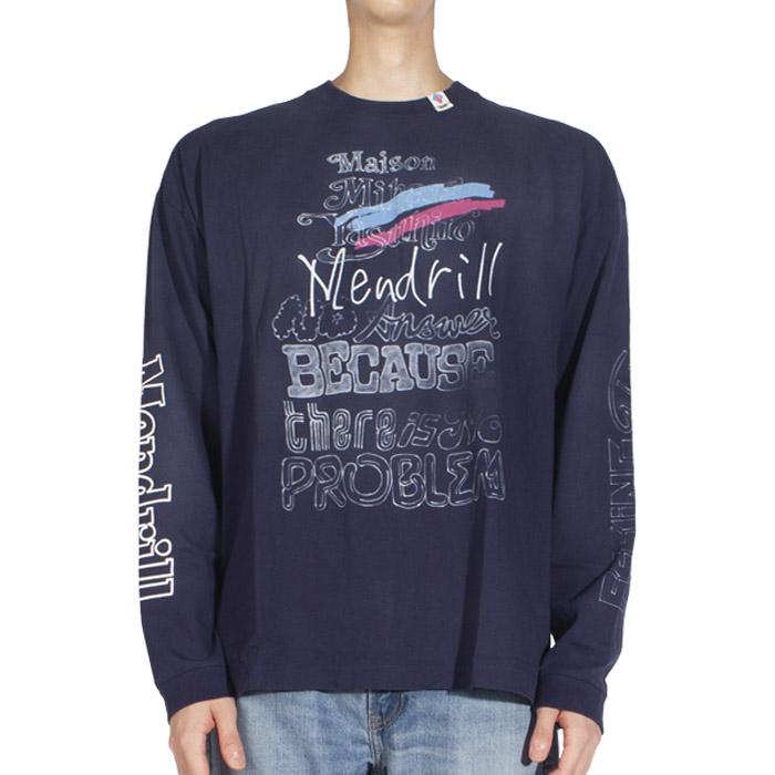 Maison Mihara Yasuhiro Distressed Long Sleeve T-Shirt Navy Unisex