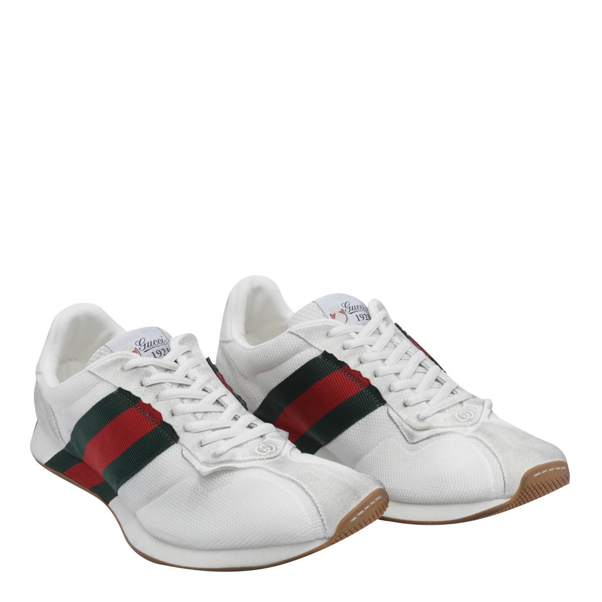 GUCCI White Leather Low-Top Sneakers