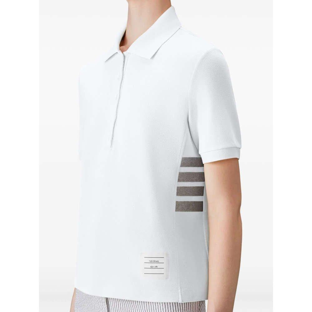 THOM BROWNE White Diagonal Armband Women’s Polo T-Shirt