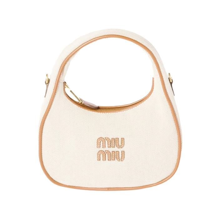 Miu Miu Wander Canvas Leather Shoulder Bag