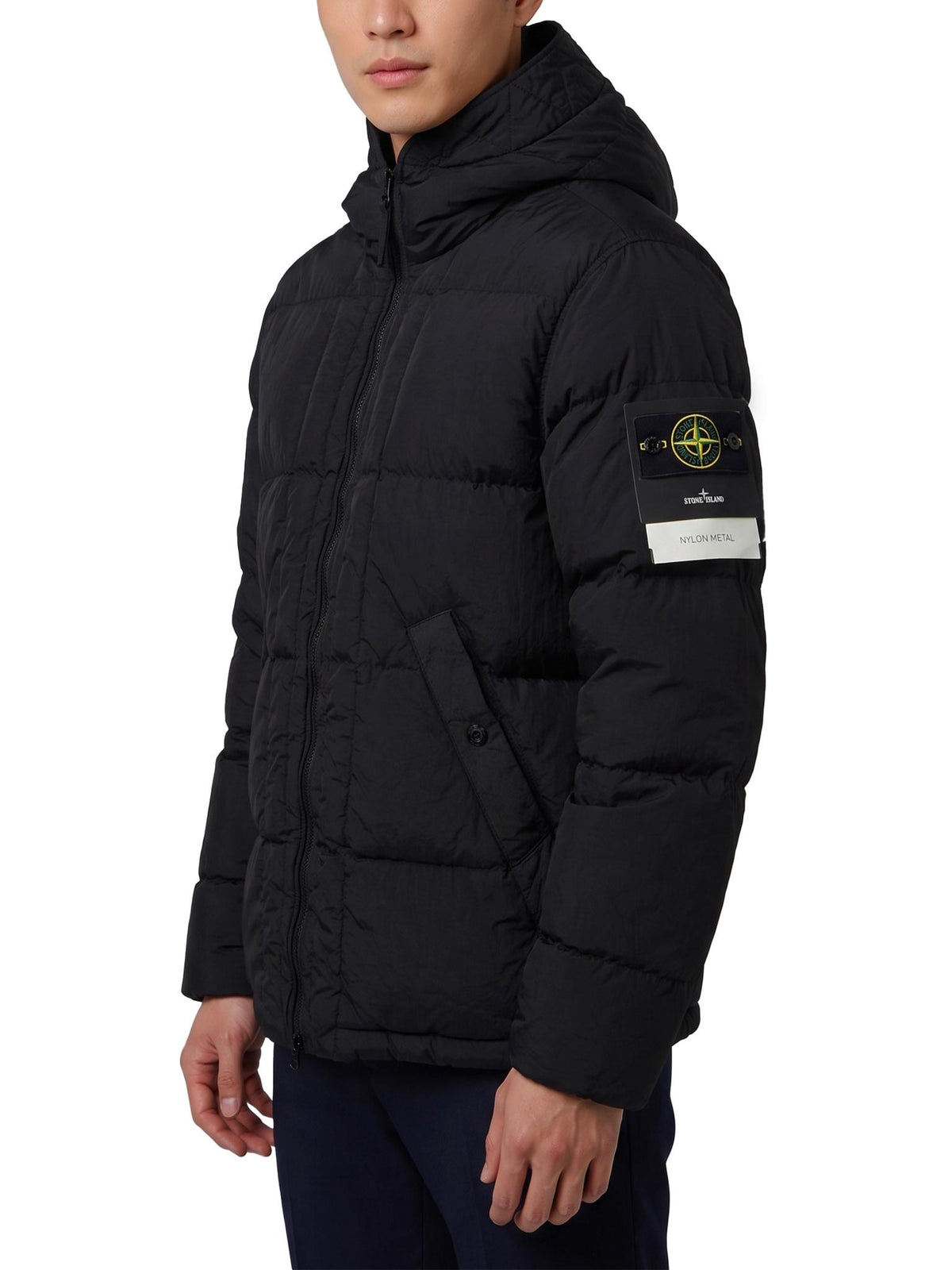 STONE ISLAND Black Nylon Down Puffer Jacket for Men