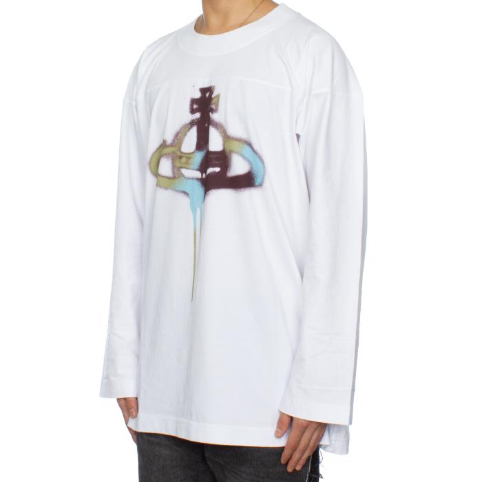 Vivienne Westwood Spray Print Oversized Long Sleeve T-Shirt Men White