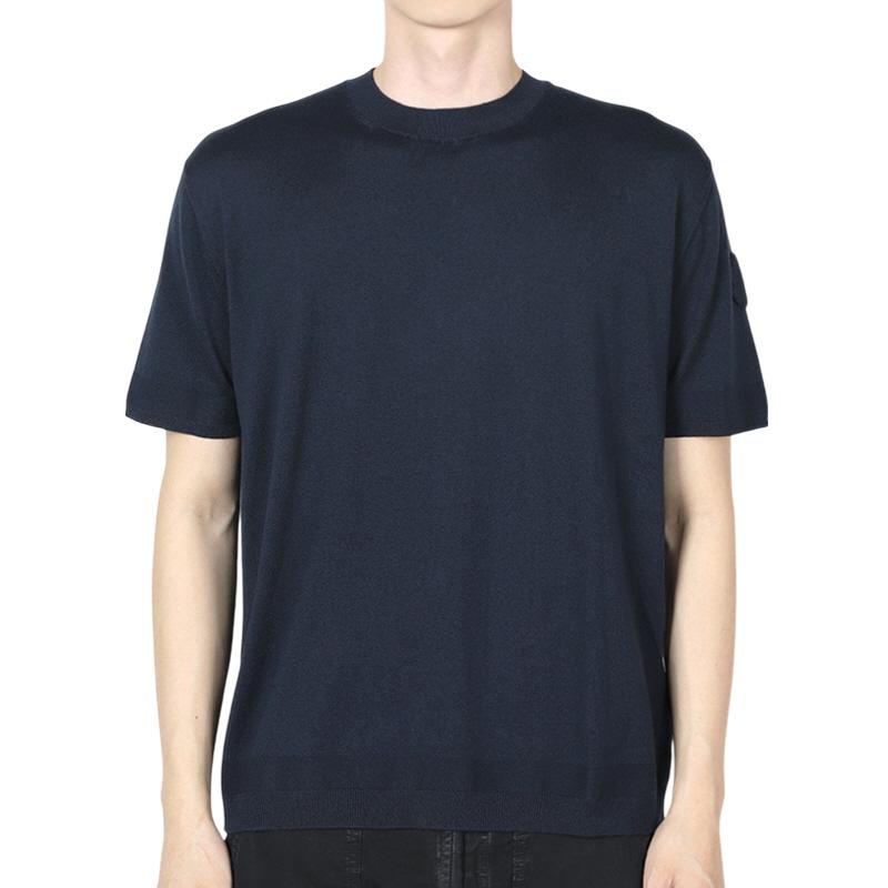 Moncler Men’s Logo Patch Silk-Cotton Short Sleeve T-Shirt Navy 9C00011 M6329 742