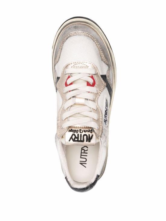 AUTRY White/Gold/Black Leather Low-Top Sneakers AVLWMS09 DOM