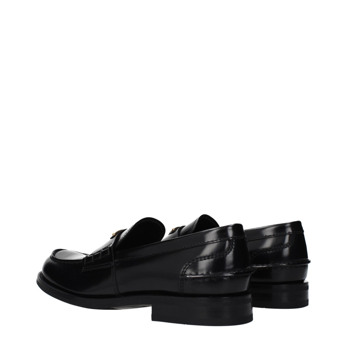 PRADA Black Leather Penny Loafers for Men
