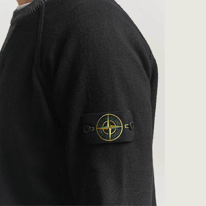 STONE ISLAND Black Knit Crewneck Sweater for Men