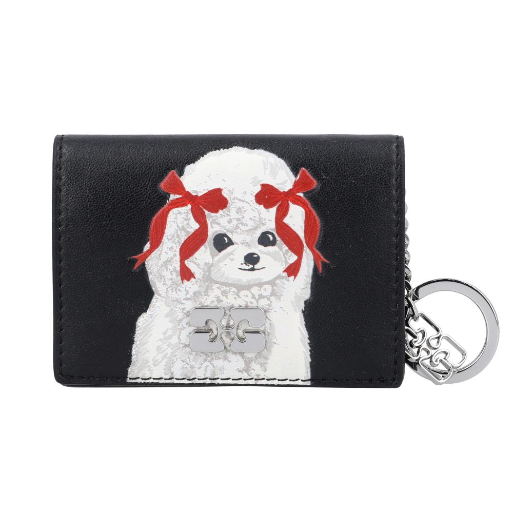 GANNI Poodle Logo Bow Keyring Women’s Card Holder Wallet B3010125 099