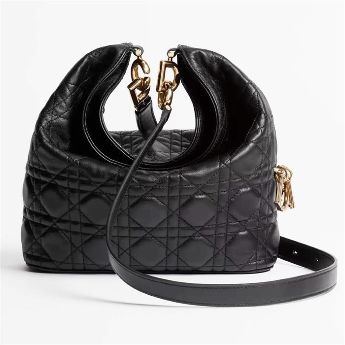 DIOR Black Leather Toujours Hobo Bag Small