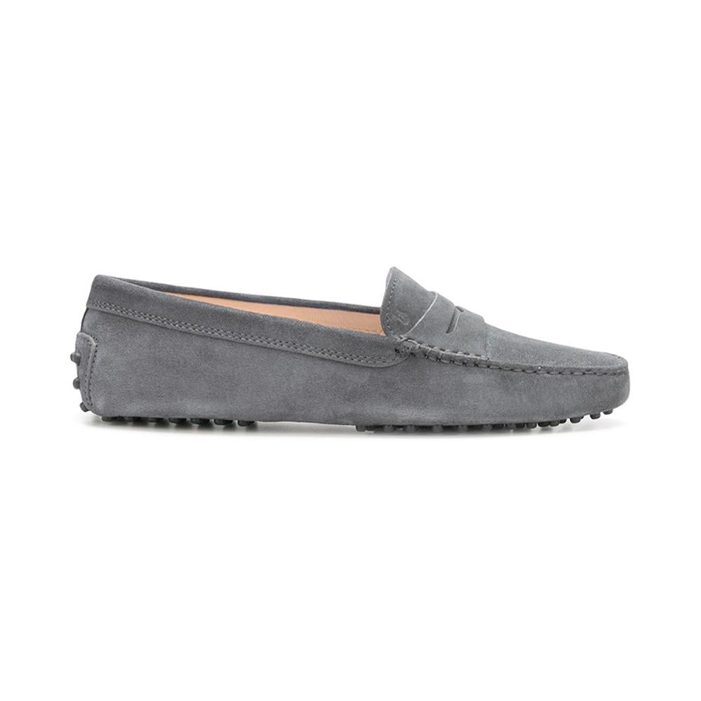 Tods Women’s Gommino Driving Shoes Gray Leather Loafers