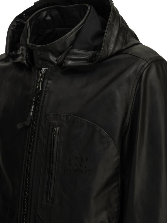 CP Company Leather Jacket for Men 21CMOW305A 110457L 999 BLACK DOM