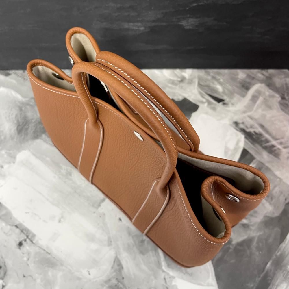 HERMES Garden Party 30 Negonda Gold Leather Tote Bag Palladium Hardware