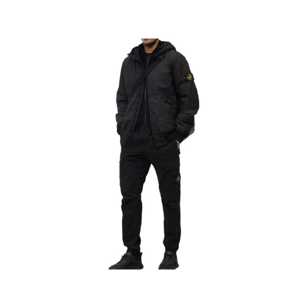 STONE ISLAND Crinkle Reps Black Hooded Jacket for Men 4100110 S0A23 V0029