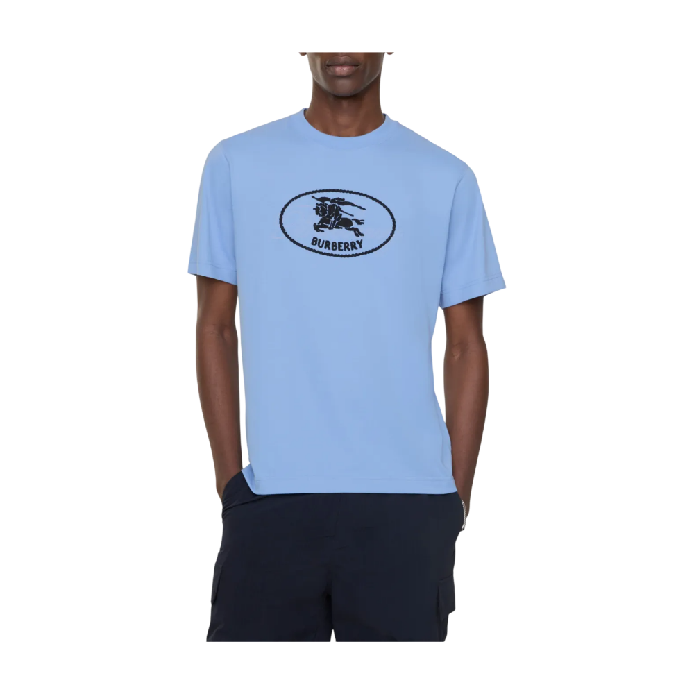 BURBERRY Cornflower Blue Knight Stamp Logo T-Shirt Unisex