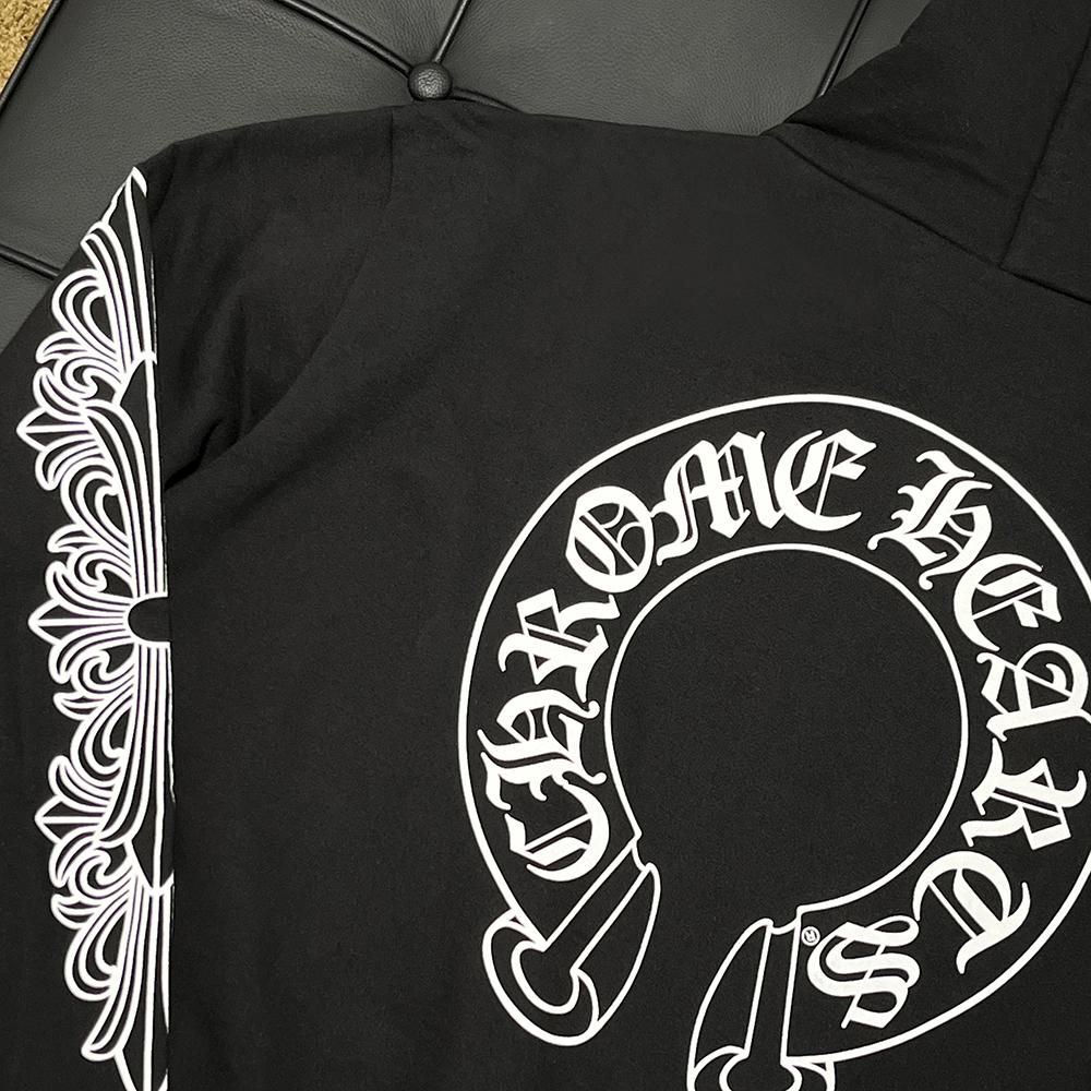 Chrome Hearts Horseshoe Floral Fleece Zip-Up Hoodie Black