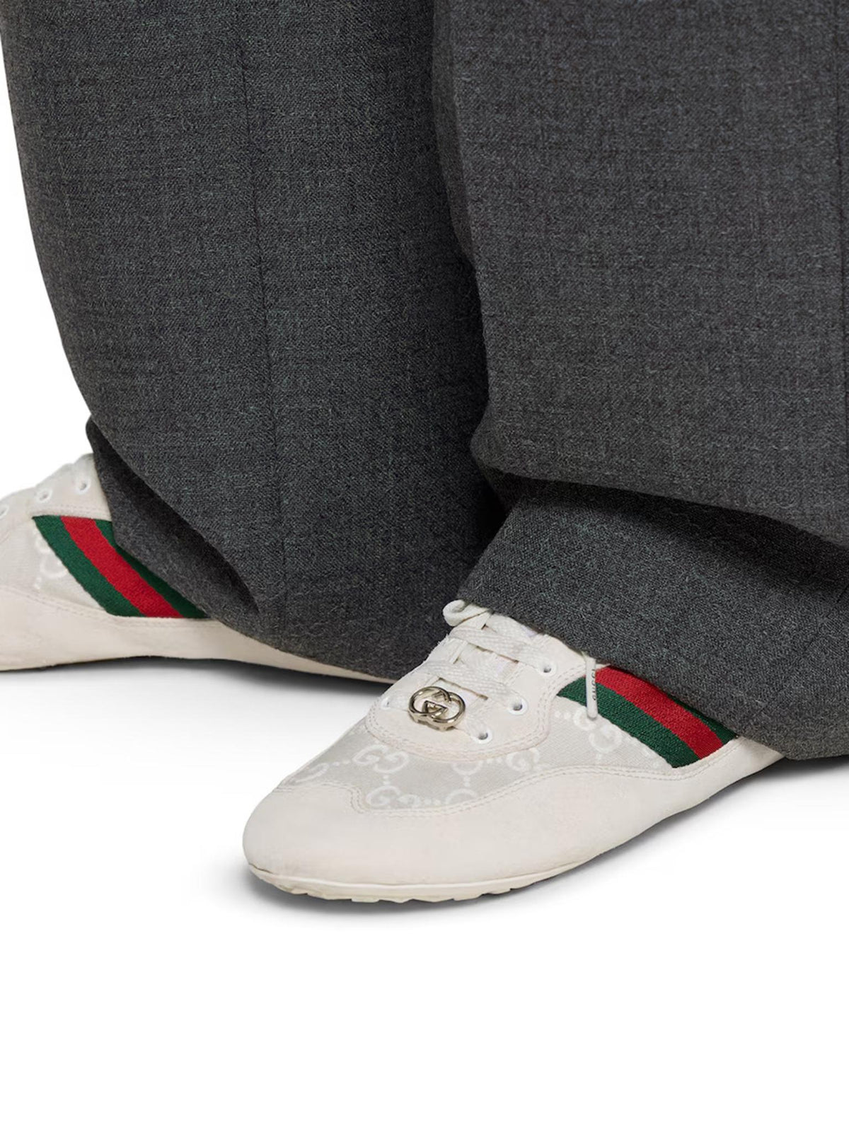 GUCCI White Leather Low-Top Sneakers