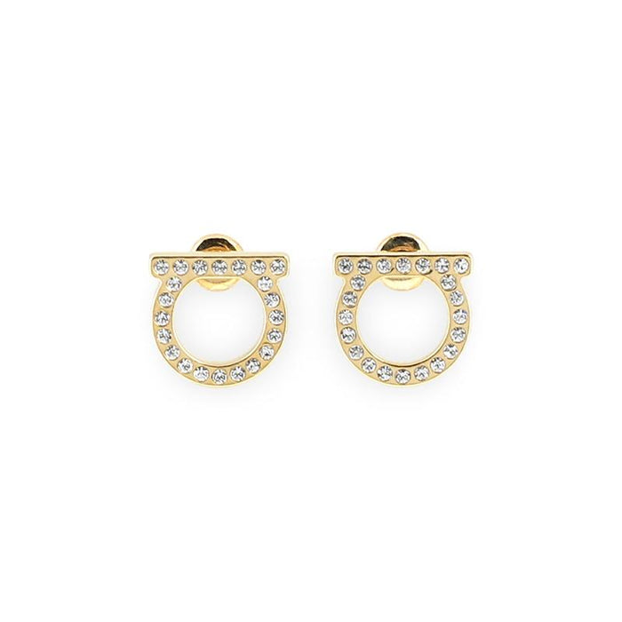 Ferragamo Women’s Gancini Crystal Earrings Gold