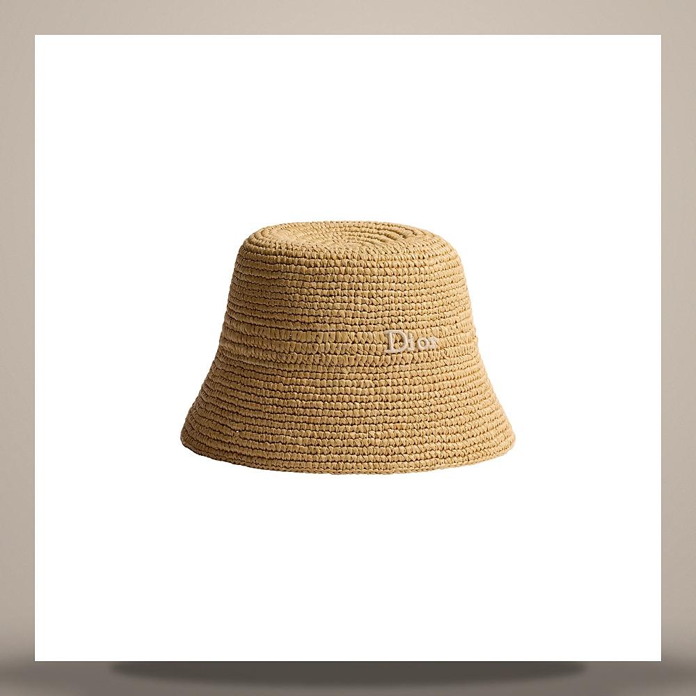 DIOR Natural Raffia-Effect Narrow Brim Cloche Hat for Men CPT07177ESYR C100