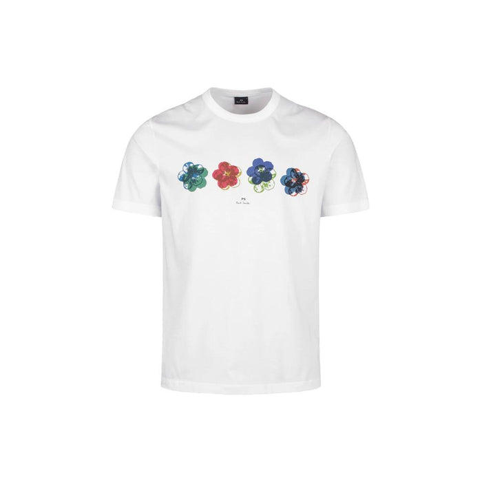 Paul Smith Floral Print Regular Fit T-Shirt White WP5851 01