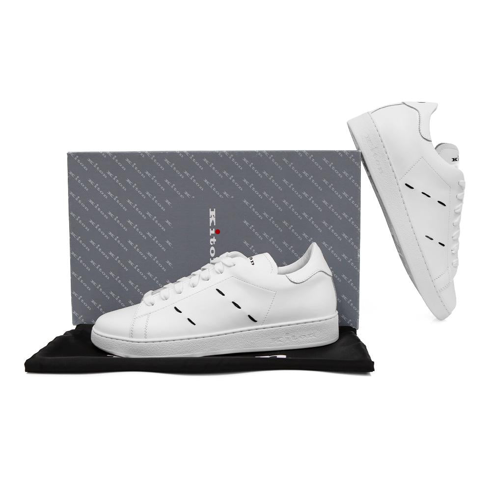 Kiton Stitch Detail Low Top Sneakers 23FW USS0001 XC100601 BIANCO