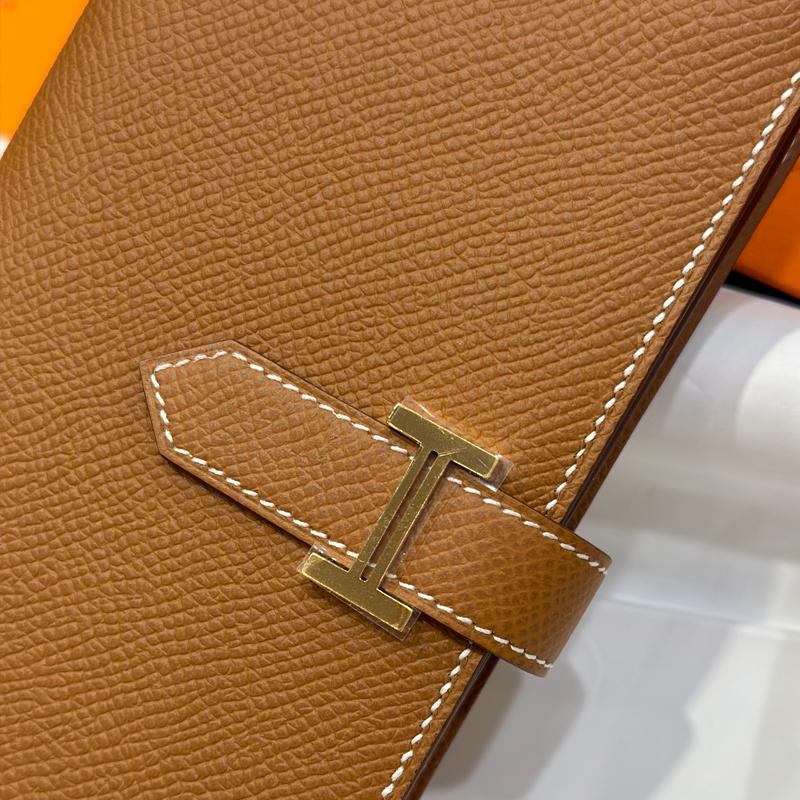 HERMES Bearn Long Wallet Epsom Leather Gold with Gold Hardware