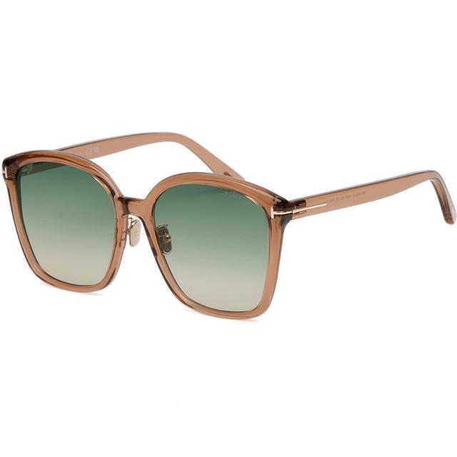 TOM FORD Transparent Brown Oversized Square Acetate Sunglasses TF1054K 45P