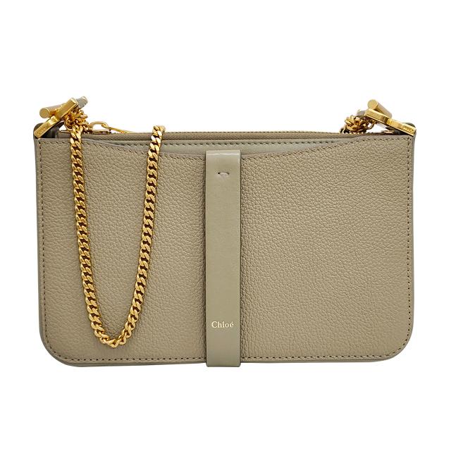 Chloe Marcie Chain Pouch Crossbody Bag Brown Leather