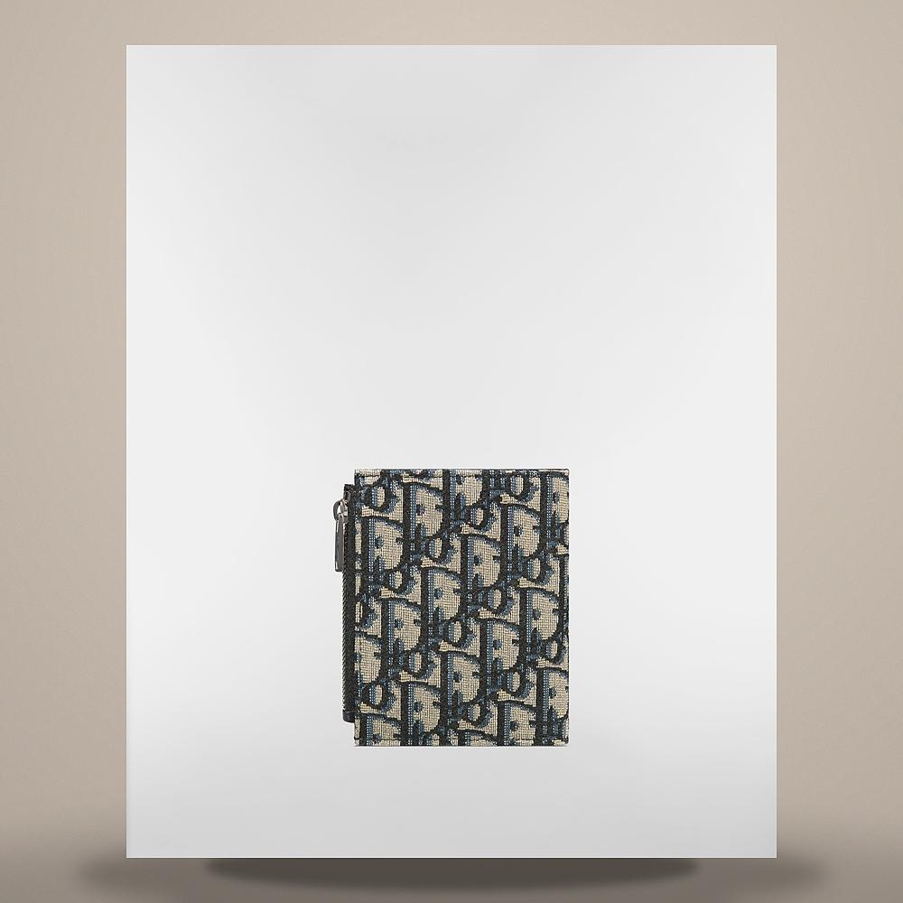 DIOR Beige Black Oblique Jacquard Bifold Card Holder