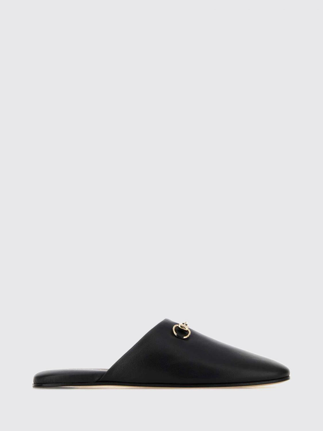 GUCCI Black Leather Flat Sandals