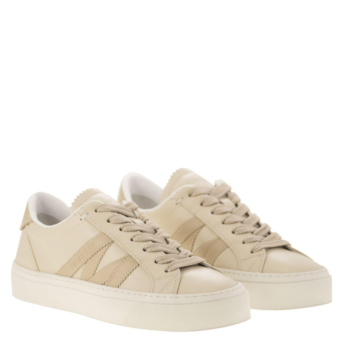 Moncler White Leather Low-Top Sneakers