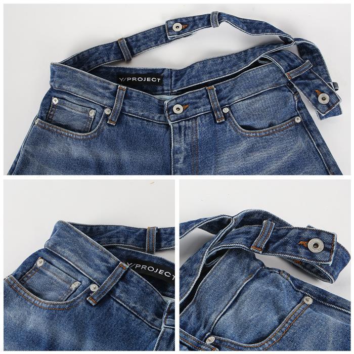Y PROJECT Men's Blue Double Waist Denim Jeans JEAN48 S25 D14