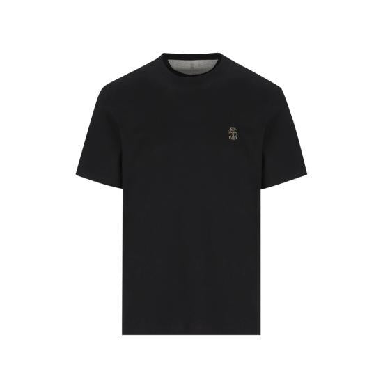 Brunello Cucinelli Cotton Jersey Crewneck T-Shirt Black Men