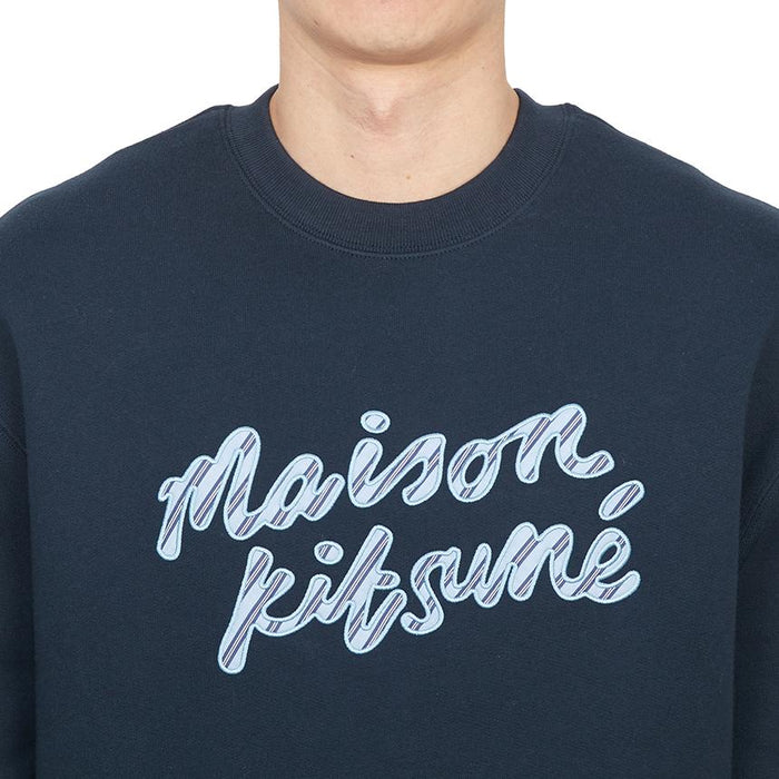 Maison Kitsune Handwriting Fleece Crewneck Sweatshirt for Men NM00310KM0307 P480