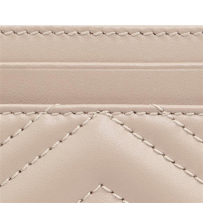 GUCCI GG Marmont Leather Card Case Beige Brown Card Holder