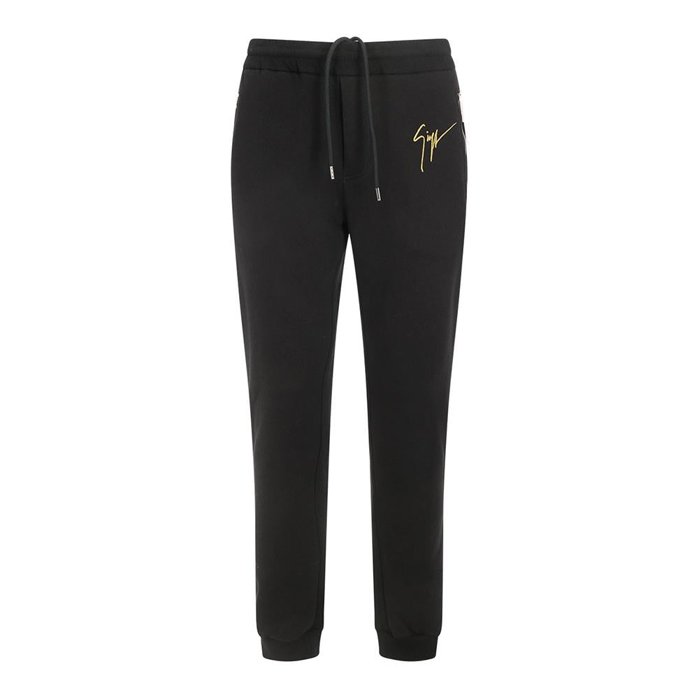 Giuseppe Zanotti Logo Embroidered Black Jogger Sweatpants