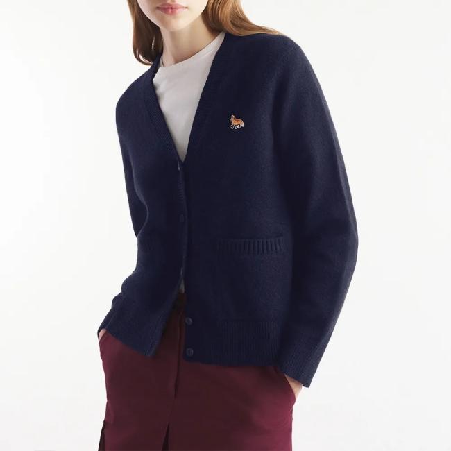 Maison Kitsune Baby Fox Navy Cardigan Women’s Knit