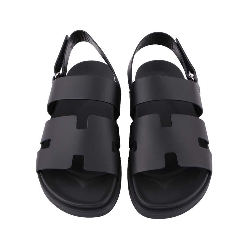 HERMES Men’s Leather Genius Sandal Slides Black H231695ZH02415 265mm