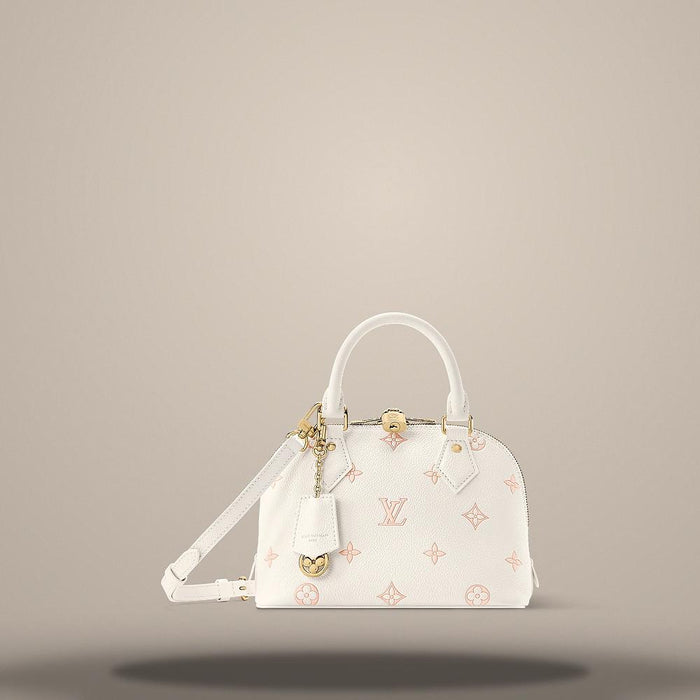 Louis Vuitton Alma BB Shoulder Bag Milky White Peach Leather